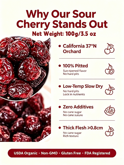 🍒Dried Sour Cherry Snacks, Natural Pitted Fruit Treats-Paul
