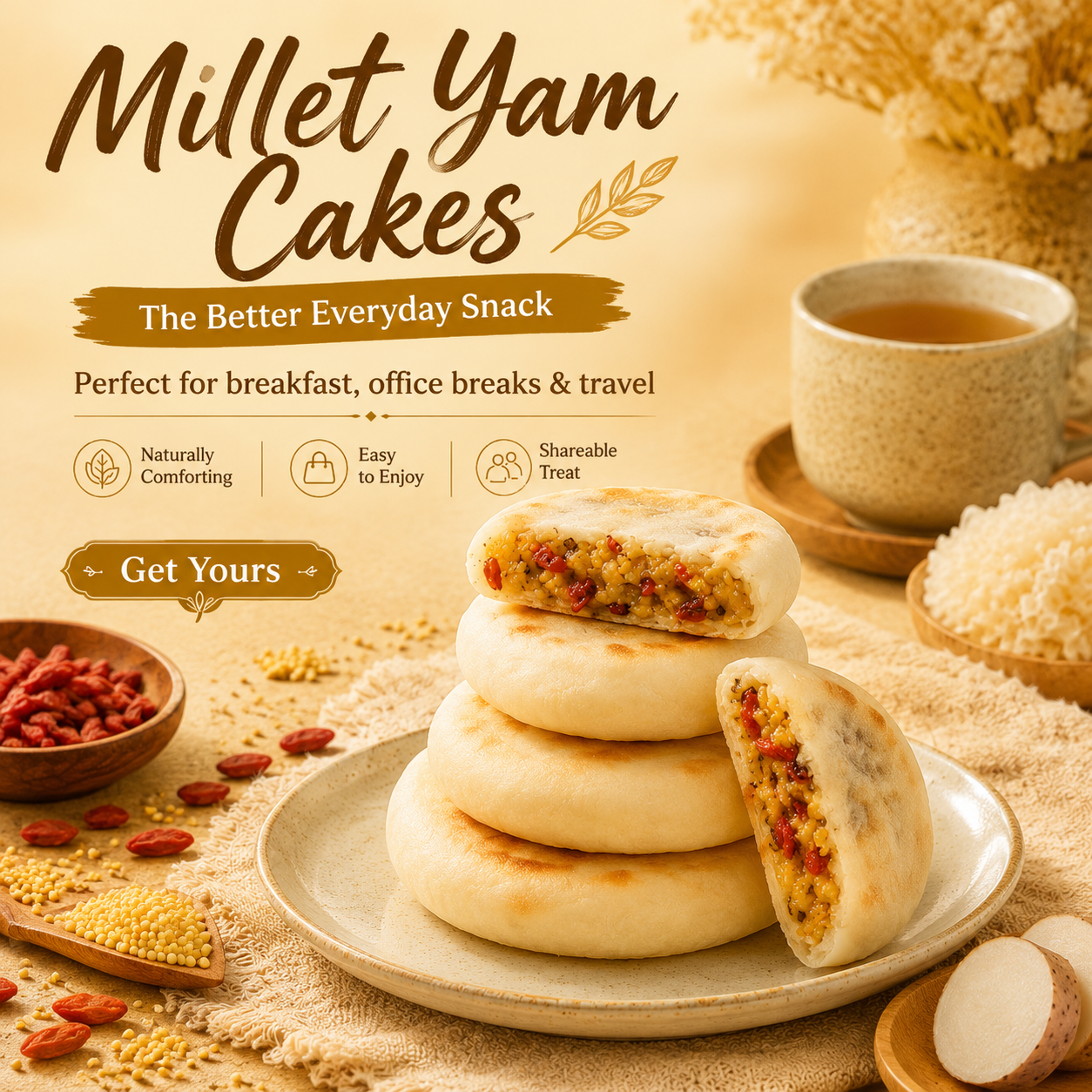 Millet Yam Cakes & Soft • Chewy • Naturally Nourishing Snack-WR