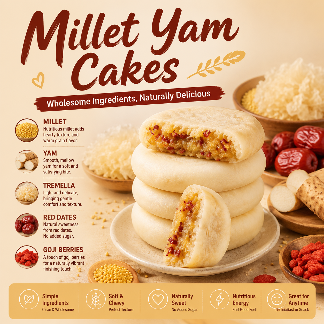 Millet Yam Cakes & Soft • Chewy • Naturally Nourishing Snack-WR