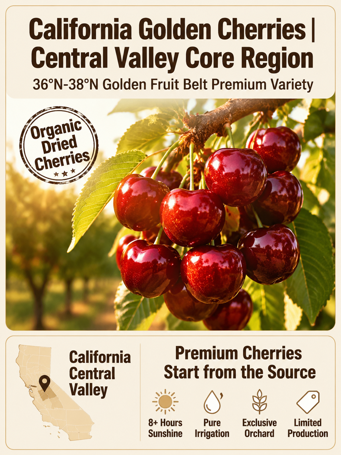 🍒Dried Sour Cherry Snacks, Natural Pitted Fruit Treats-Paul