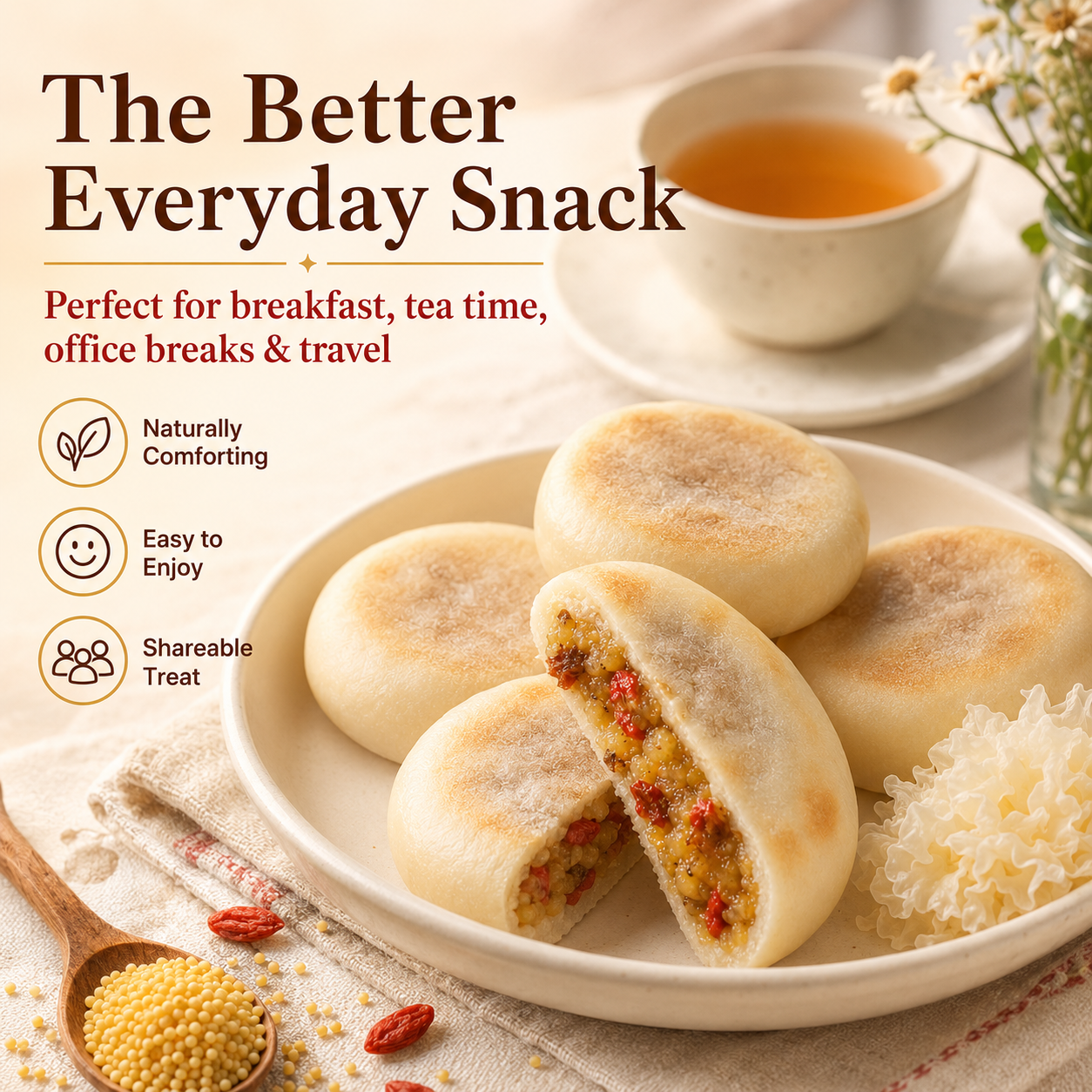 Premium Soft Tremella Millet & Yam Cakes – Natural Healthy Chewy Snack-ZP