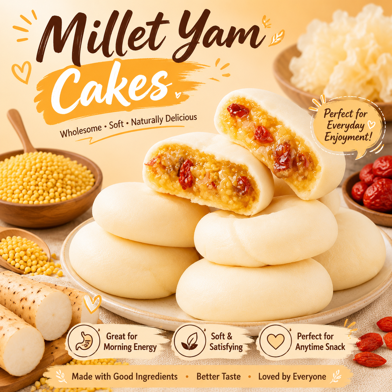 Millet Yam Cakes & Soft • Chewy • Naturally Nourishing Snack-WR