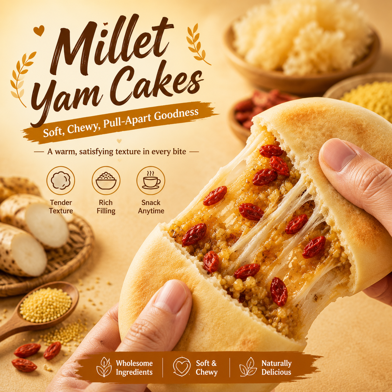 Millet Yam Cakes & Soft • Chewy • Naturally Nourishing Snack-WR